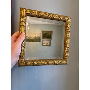 Vintage Gold Ornate Square Mirror By Robert-Grace Hollister CA Wall Decor 10" x